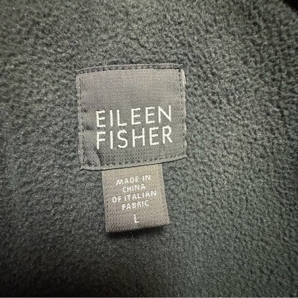 Navy Blue Eileen Fisher Hooded Rain Jacket with Fleece Lining - Picture 3 of 6